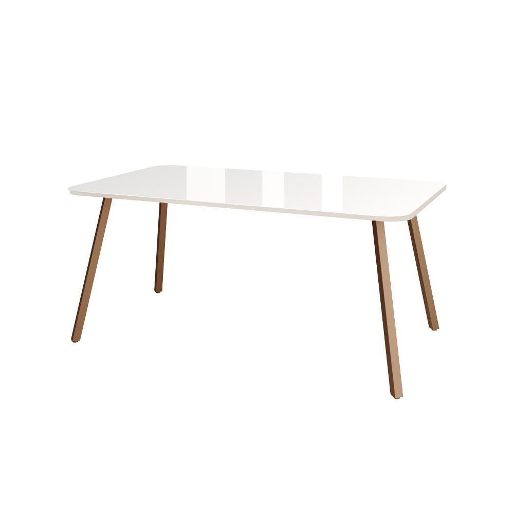 Mesa De Jantar 6 Lugares Retangular 1,59m 1601 Carraro Off White Com Gelo - 1