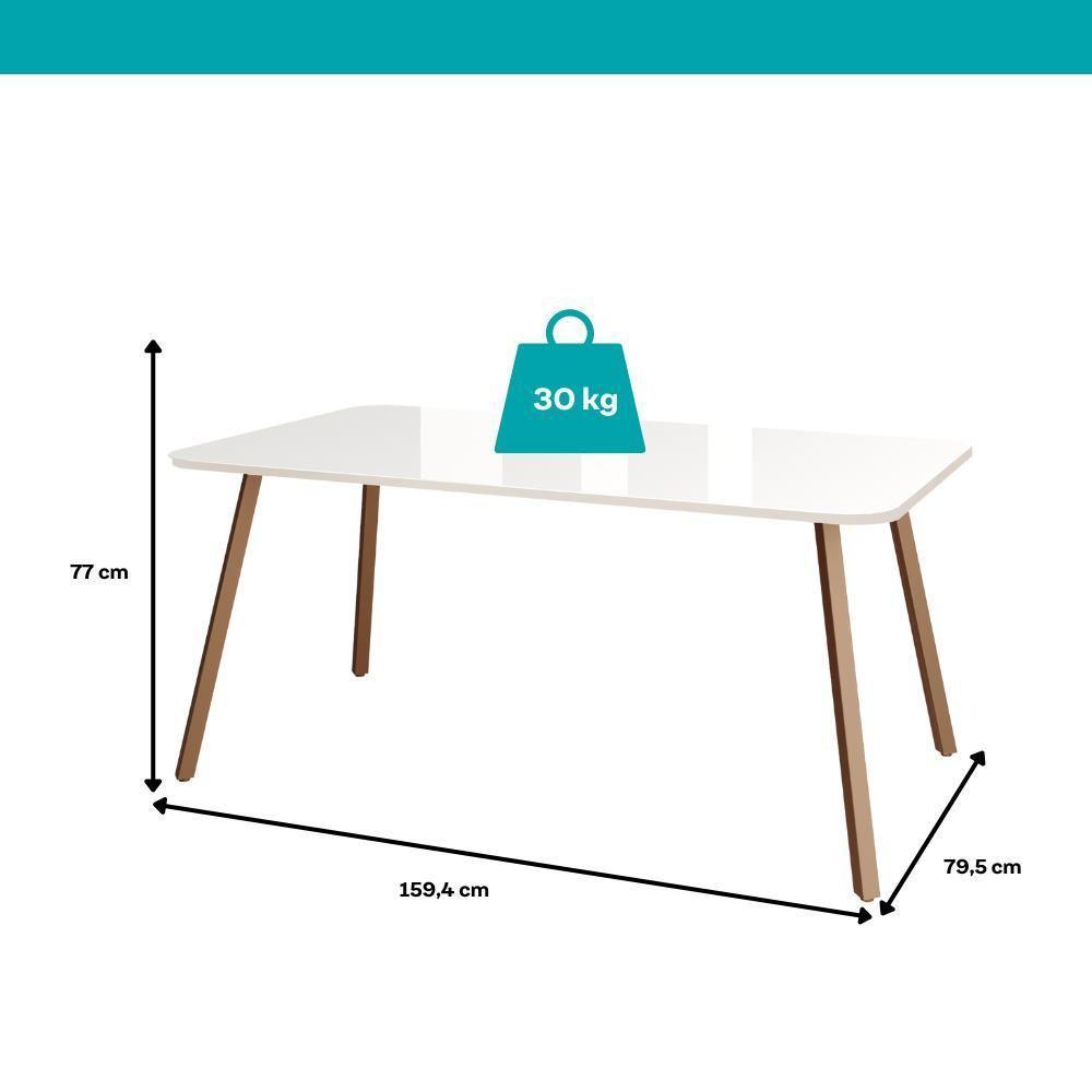 Mesa De Jantar 6 Lugares Retangular 1,59m 1601 Carraro Off White Com Gelo - 3