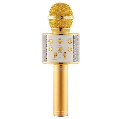 Microfone Karaokê Bluetooth Portátil Com Mixer E Controle De Efeitos Recarregável E Compacto Dourado Bivolt
