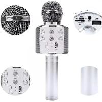 Microfone Karaokê Bluetooth Portátil Com Mixer E Controle De Efeitos Recarregável E Compacto Prata Bivolt - 7