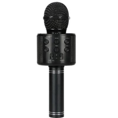 Microfone Karaokê Bluetooth Portátil Com Mixer E Controle De Efeitos Recarregável E Compacto Preto Bivolt