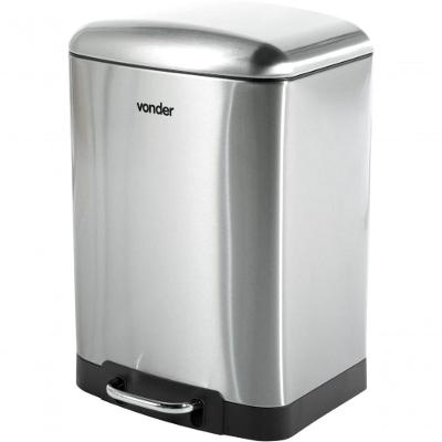 Lixeira Retangular Com Amassados 12 Litros Inox Cinza