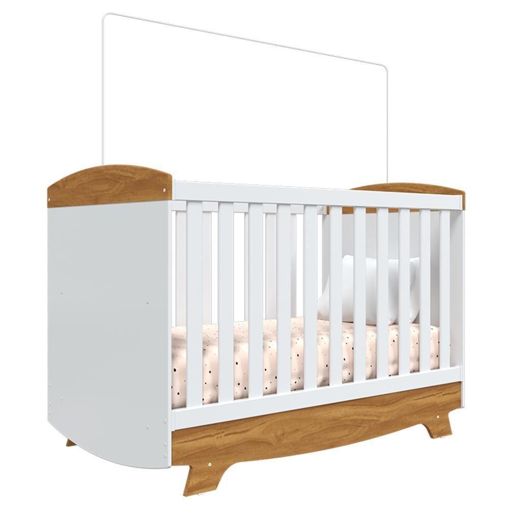 Berço Americano Cris Retrô 3 Em 1 Branco Brilho/amêndoa - Móveis Peroba - 1