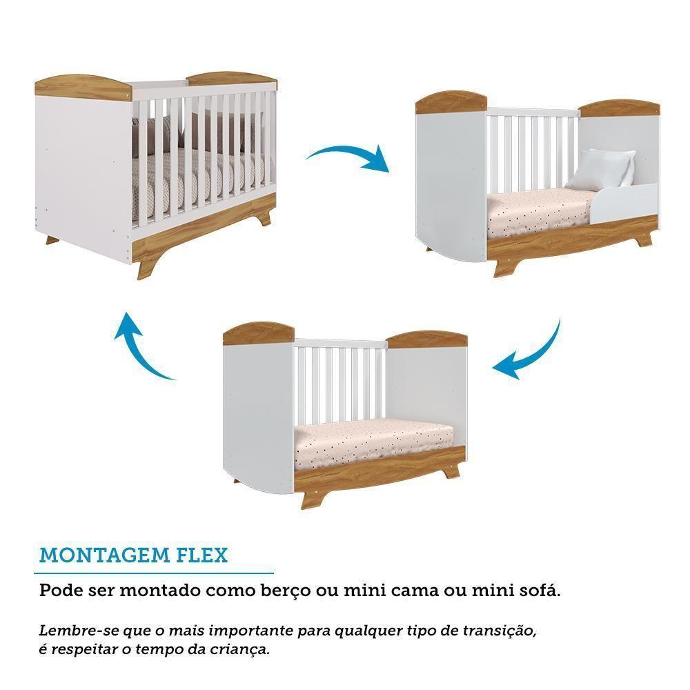 Berço Americano Cris Retrô 3 Em 1 Branco Brilho/amêndoa Com Colchão Baby Physical - Móveis Peroba - 4