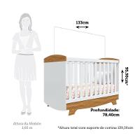Berço Americano Cris Retrô 3 Em 1 Branco Brilho/amêndoa Com Colchão Baby Physical - Móveis Peroba - 5