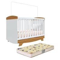 Berço Americano Cris Retrô 3 Em 1 Branco Brilho/amêndoa Com Colchão Supreme - Móveis Peroba - 1