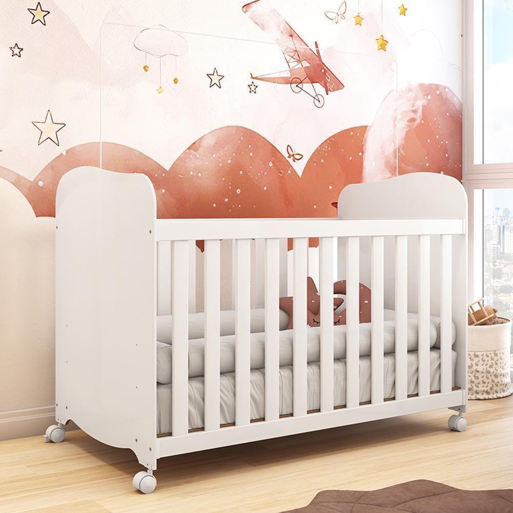 Berço Americano Uli Branco Brilho Com Colchão Baby Physical - Móveis Peroba - 2