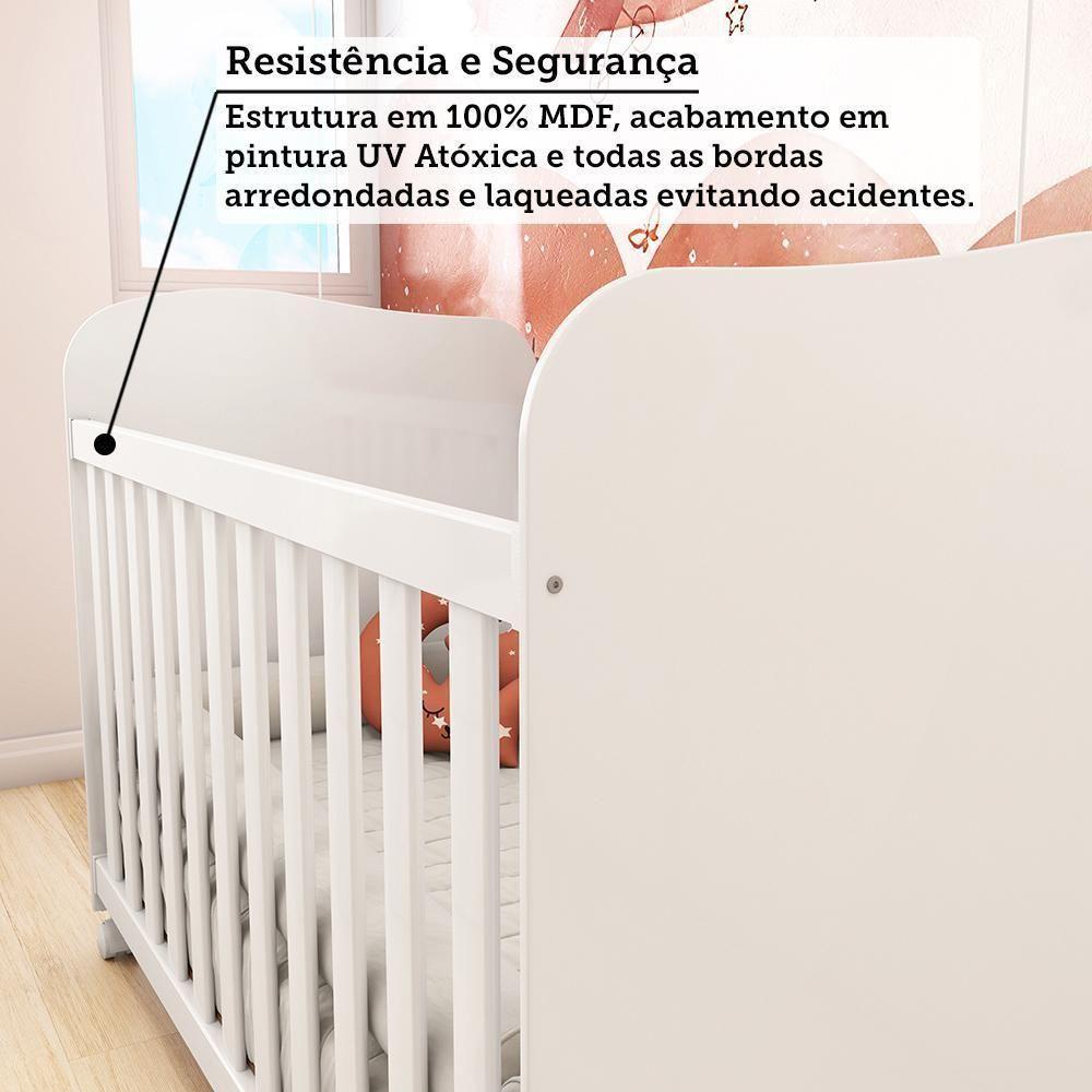 Berço Americano Uli Branco Brilho Com Colchão Baby Physical - Móveis Peroba - 3