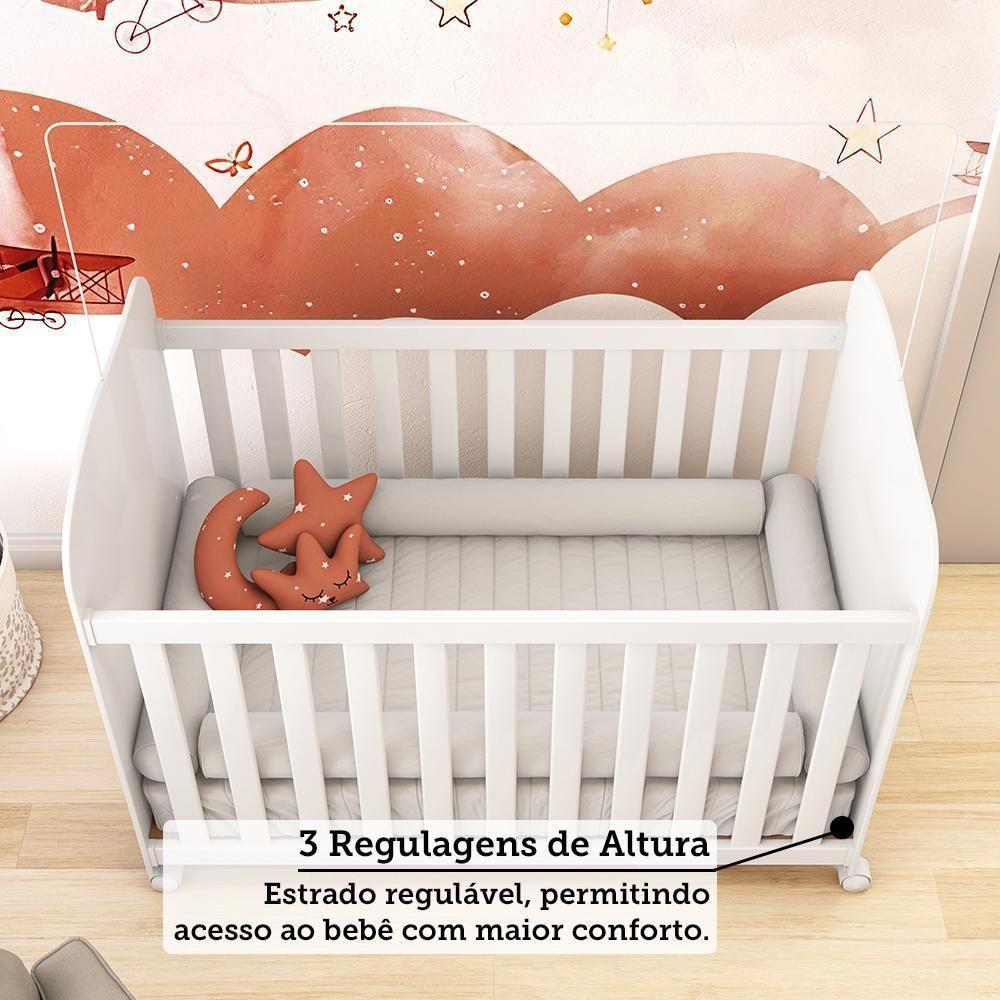 Berço Americano Uli Branco Brilho Com Colchão Baby Physical - Móveis Peroba - 5