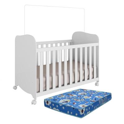 Berço Americano Uli Branco Brilho Com Colchão Baby Physical - Móveis Peroba