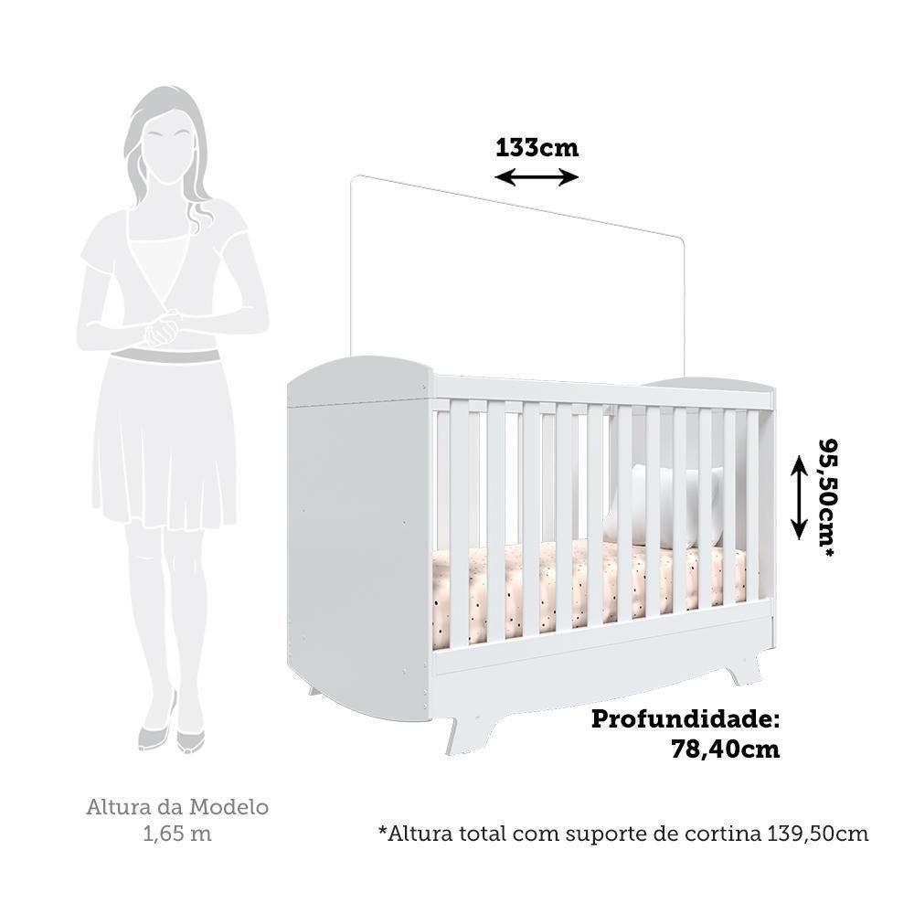 Berço Americano Cris Retrô 3 Em 1 Branco Brilho Com Colchão Baby Physical - Móveis Peroba - 4