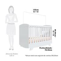 Berço Americano Cris Retrô 3 Em 1 Branco Brilho Com Colchão Baby Physical - Móveis Peroba