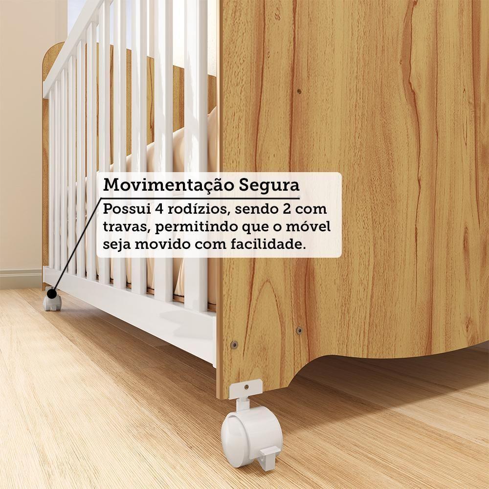 Berço Americano Uli Branco Brilho/amêndoa Com Colchão Baby Physical - Móveis Peroba - 4