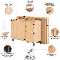 Balcão De Cozinha Tampo E Ilha 164cm Pierre Carvalho L01 - Mpozenato - 3