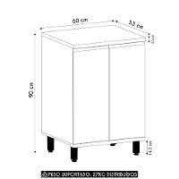 Balcão De Cozinha Tampo 60cm 2 Portas Pierre Carvalho/cinza L01 - Mpozenato