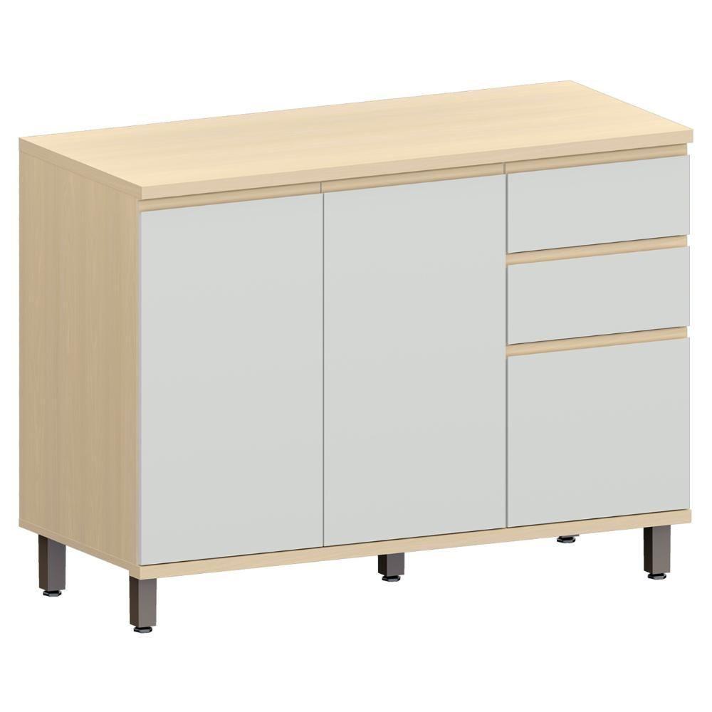 Balcão De Cozinha Com Tampo 120cm Pierre Carvalho/cinza L01 - Mpozenato - 1