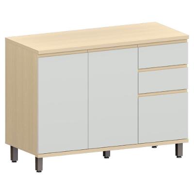 Balcão De Cozinha Com Tampo 120cm Pierre Carvalho/cinza L01 - Mpozenato
