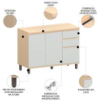 Balcão De Cozinha Com Tampo 120cm Pierre Carvalho/cinza L01 - Mpozenato - 3