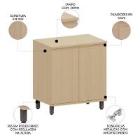 Balcão De Cozinha Tampo 80cm 2 Portas Pierre Carvalho L01 - Mpozenato - 3