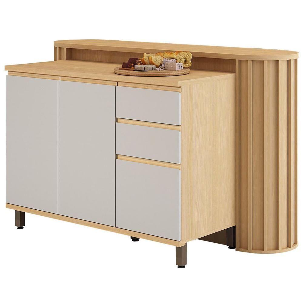 Balcão De Cozinha Tampo E Ilha 164cm Pierre Carvalho/cinza L01 - Mpozenato - 2