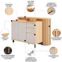 Balcão De Cozinha Tampo E Ilha 164cm Pierre Carvalho/cinza L01 - Mpozenato - 3