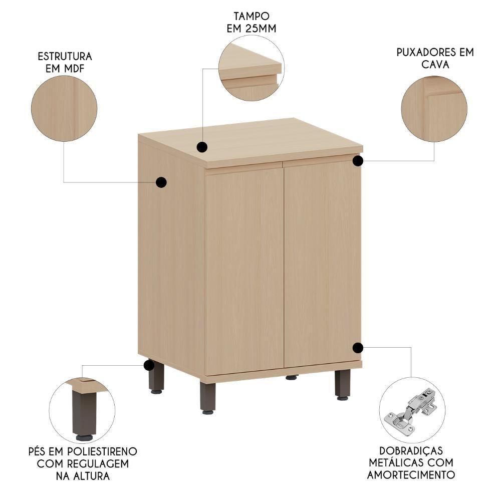 Balcão De Cozinha Tampo 60cm 2 Portas Pierre Carvalho L01 - Mpozenato - 3