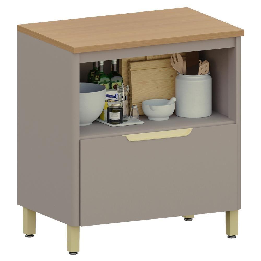 Balcão De Cozinha Com Tampo 80cm 1 Porta Marina Cinammon L01 - Mpozenato - 6