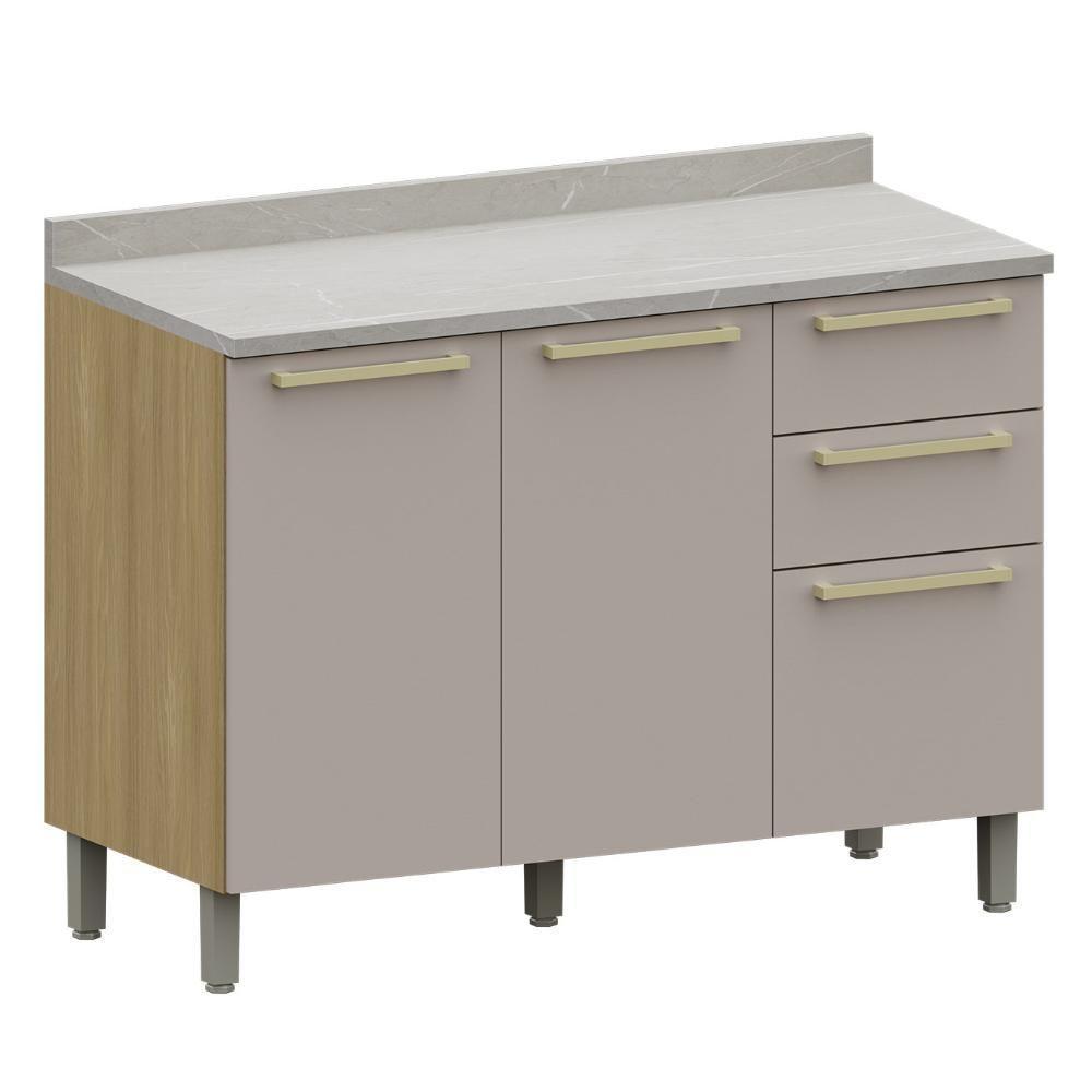 Balcão De Cozinha Com Tampo 120cm Mirella Freijó/cinammon L01 - Mpozenato - 1