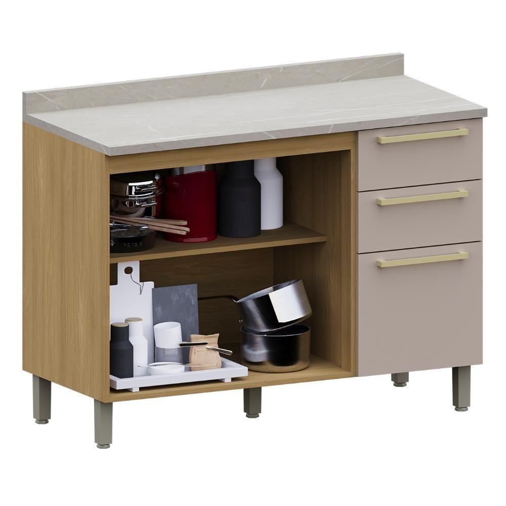 Balcão De Cozinha Com Tampo 120cm Mirella Freijó/cinammon L01 - Mpozenato - 5