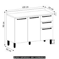 Balcão De Cozinha Com Tampo 120cm Mirella Freijó/cinammon L01 - Mpozenato