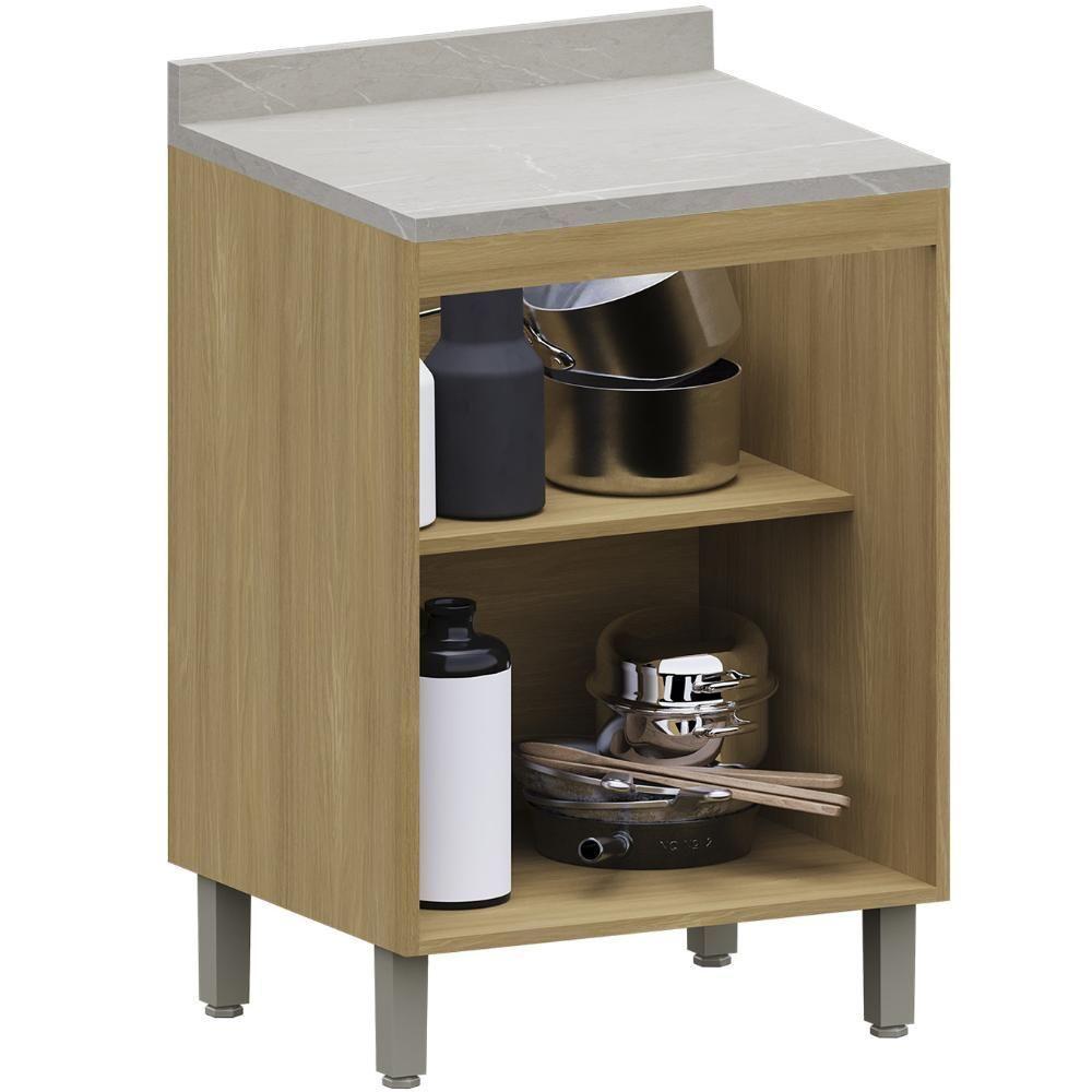 Balcão De Cozinha Com Tampo 60cm 2 Portas Freijó/cinammon L01 - Mpozenato - 8