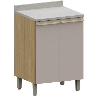 Balcão De Cozinha Com Tampo 60cm 2 Portas Freijó/cinammon L01 - Mpozenato
