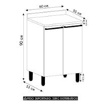Balcão De Cozinha Com Tampo 60cm 2 Portas Freijó/cinammon L01 - Mpozenato - 6
