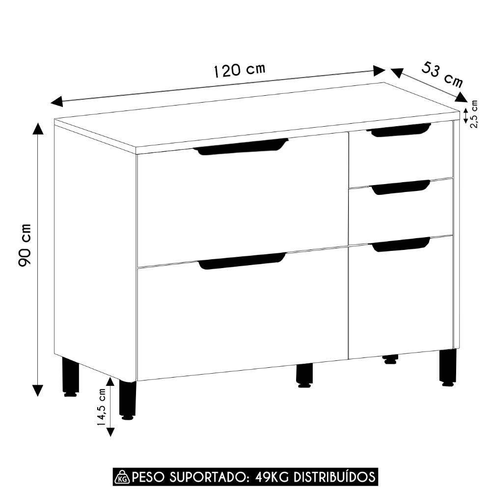 Balcão De Cozinha Com Tampo 120cm Marina Cinammon/freijó L01 - Mpozenato - 5