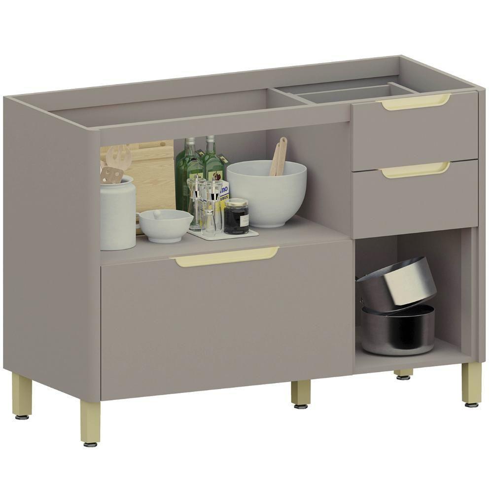 Balcão De Cozinha Com Tampo 120cm Marina Cinammon/freijó L01 - Mpozenato - 6