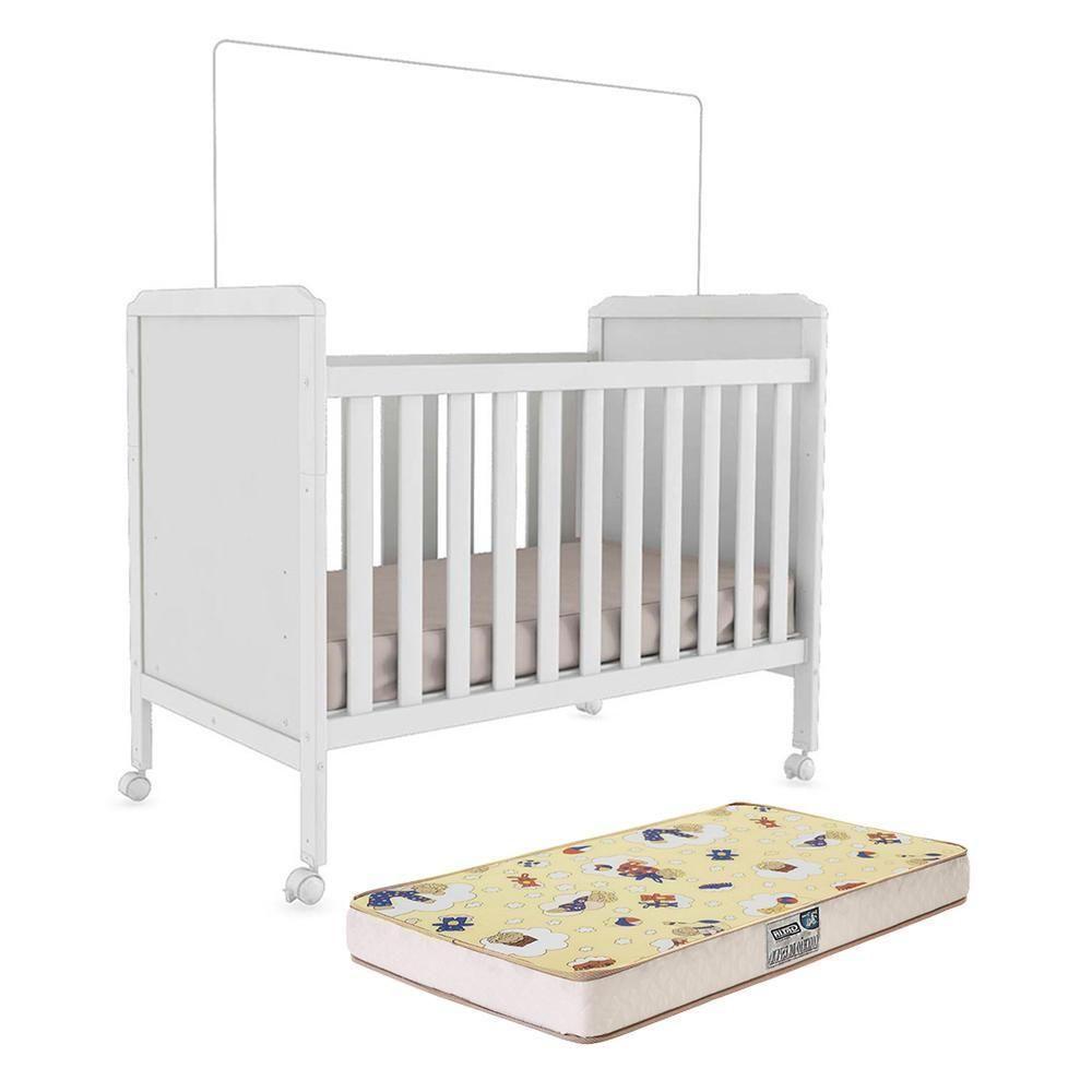 Berço Americano Cloe 2 Em 1 Branco Brilho Com Colchão Supreme - Móveis Peroba - 1