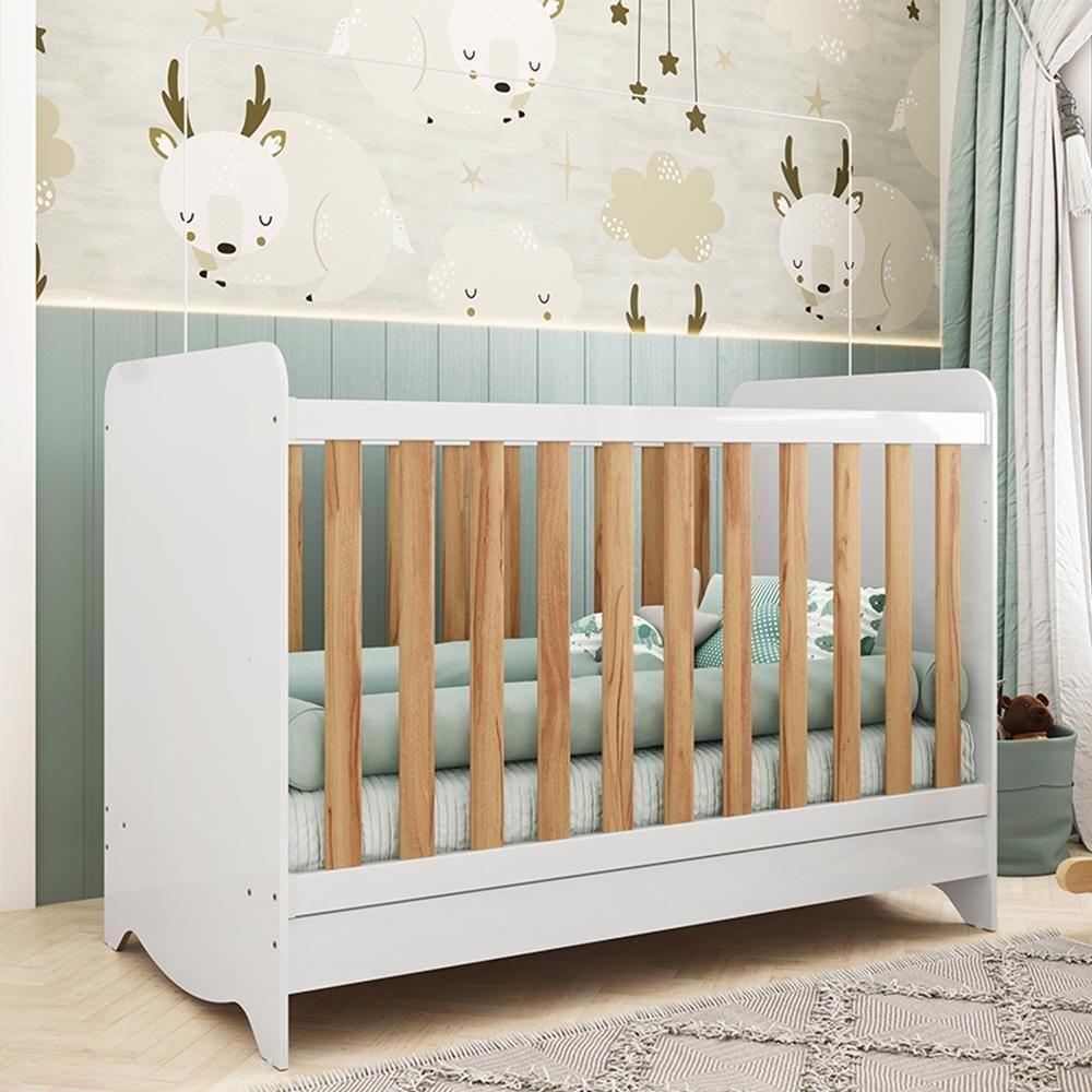 Berço Americano Ben 3 Em 1 Branco Brilho/amêndoa Com Colchão Supreme - Móveis Peroba - 2