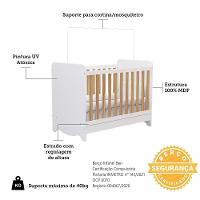 Berço Americano Ben 3 Em 1 Branco Brilho/amêndoa Com Colchão Supreme - Móveis Peroba - 3