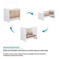 Berço Americano Ben 3 Em 1 Branco Brilho/amêndoa Com Colchão Supreme - Móveis Peroba