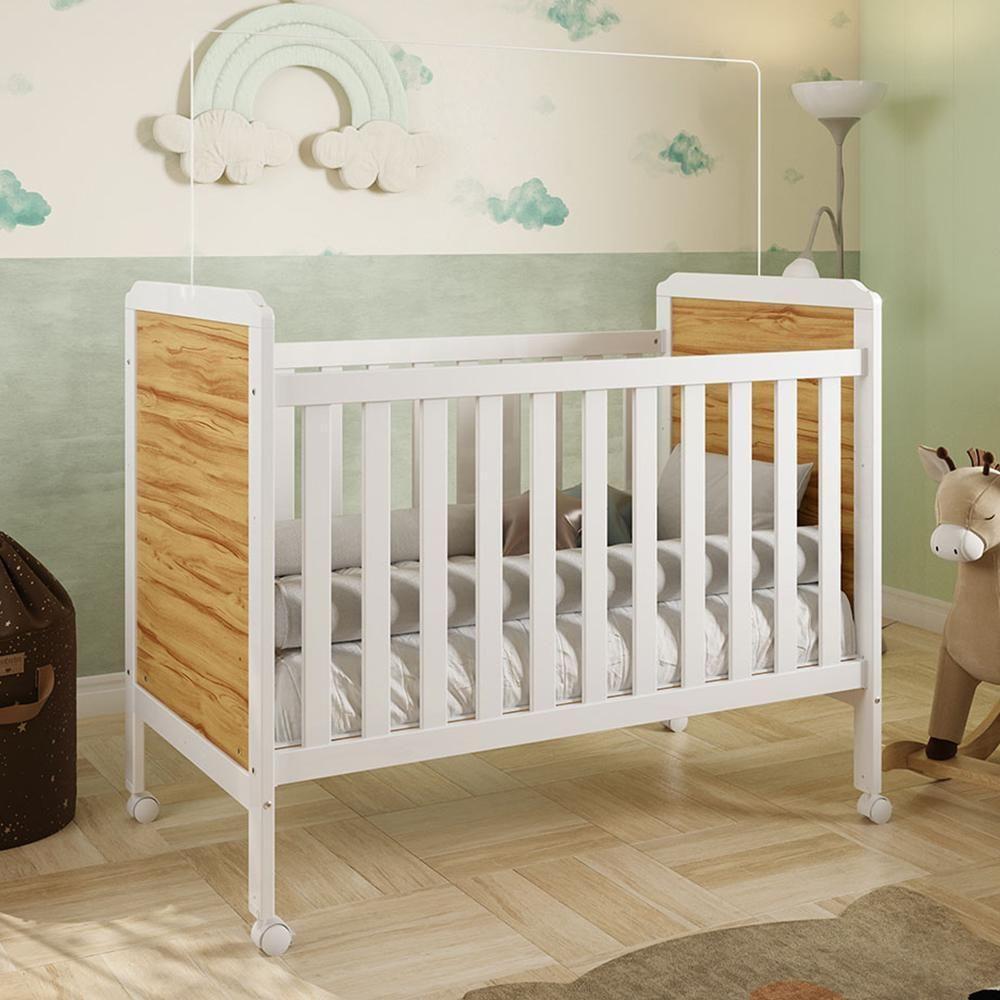 Berço Americano Cloe 2 Em 1 Branco Brilho/amêndoa Com Colchão Baby Physical - Móveis Peroba - 2