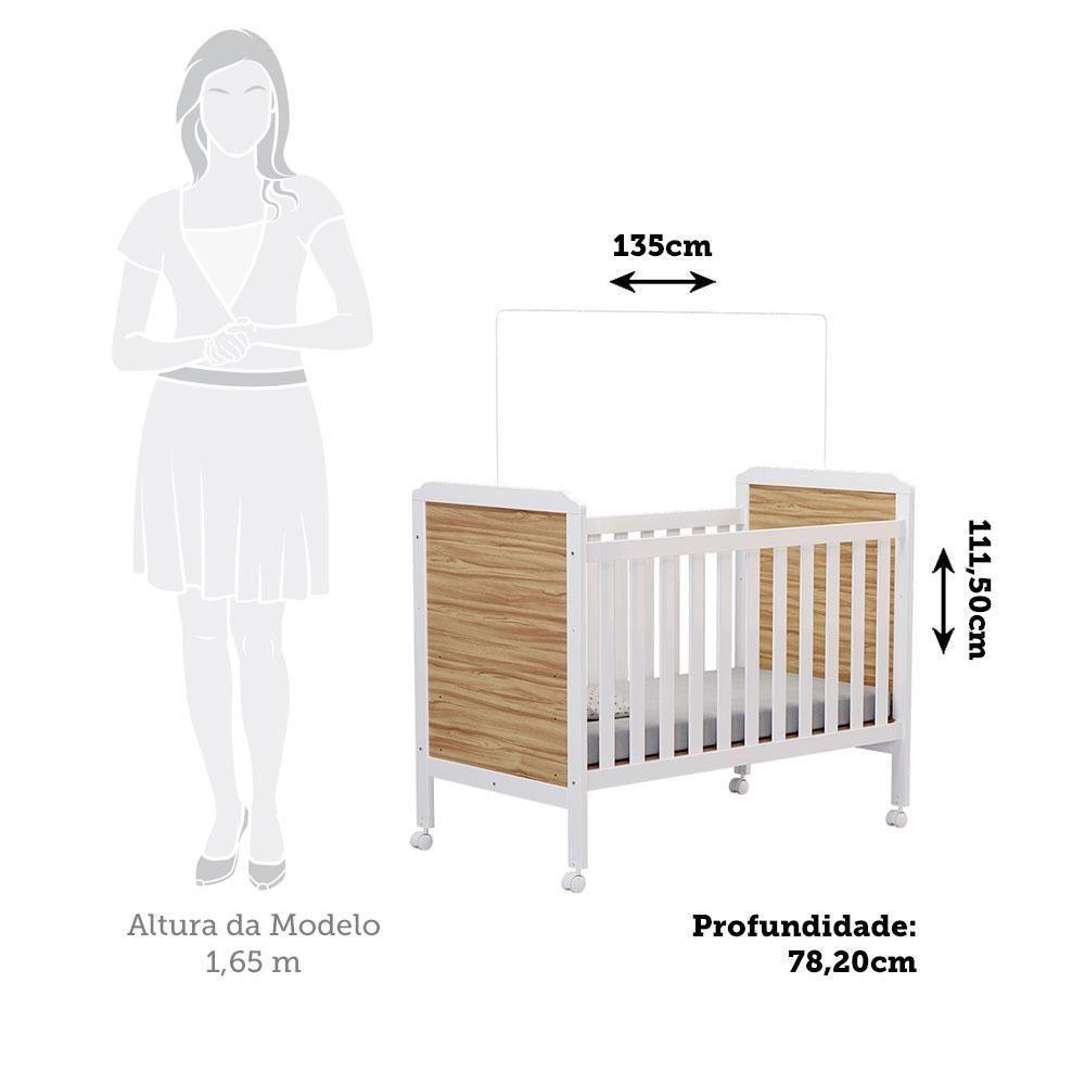 Berço Americano Cloe 2 Em 1 Branco Brilho/amêndoa Com Colchão Baby Physical - Móveis Peroba - 5