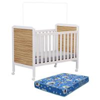 Berço Americano Cloe 2 Em 1 Branco Brilho/amêndoa Com Colchão Baby Physical - Móveis Peroba - 1