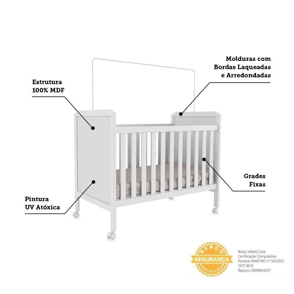 Berço Americano Cloe 2 Em 1 Branco Brilho Com Colchão Baby Physical - Móveis Peroba - 3