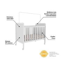 Berço Americano Cloe 2 Em 1 Branco Brilho Com Colchão Baby Physical - Móveis Peroba - 3