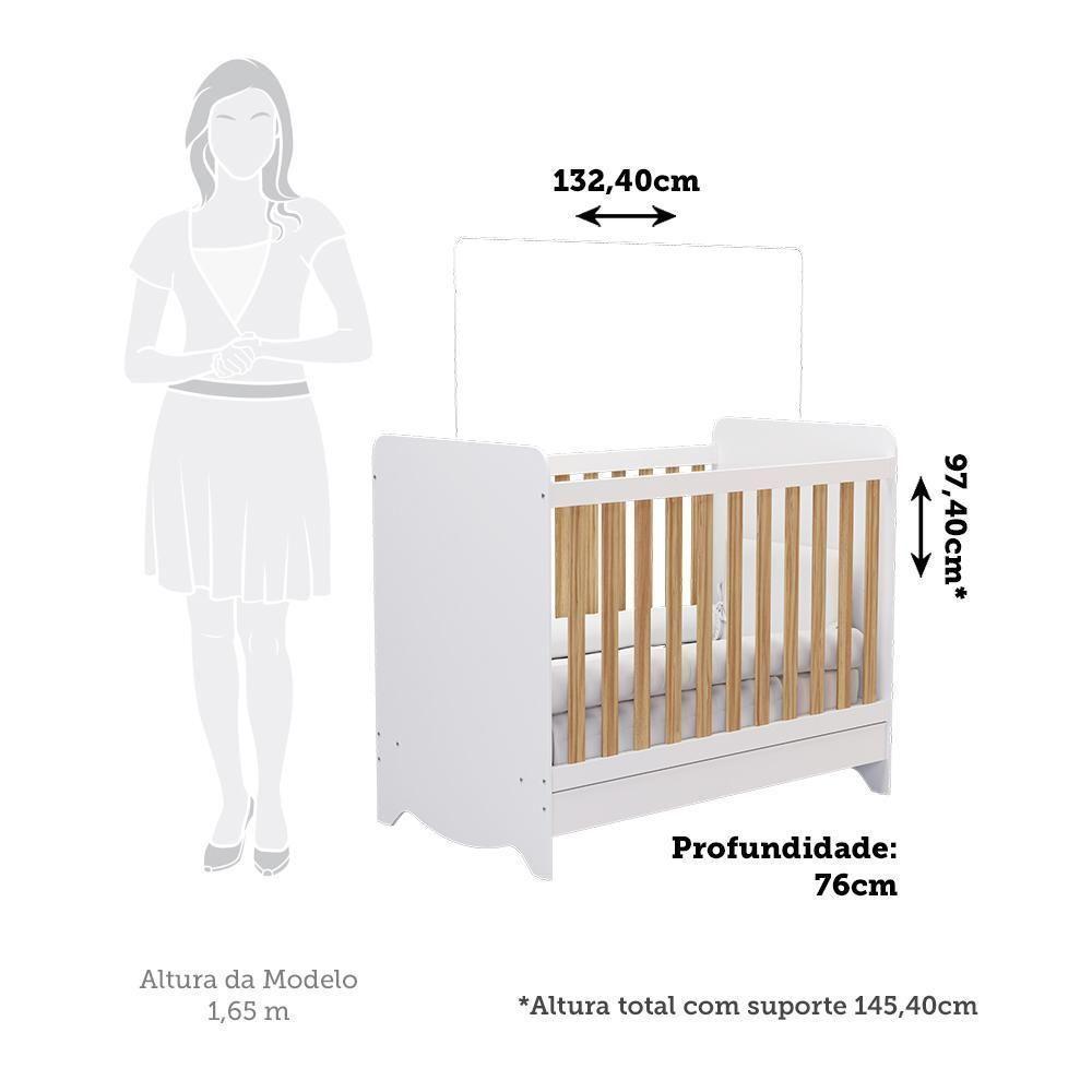 Berço Americano Ben 3 Em 1 Branco Brilho/amêndoa Com Colchão Baby Physical - Móveis Peroba - 5