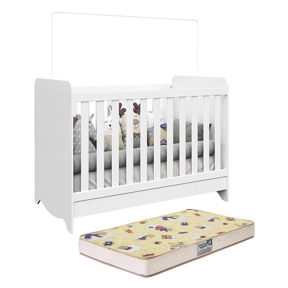 Berço Americano Ben 3 Em 1 Branco Brilho Com Colchão Supreme - Móveis Peroba - 1