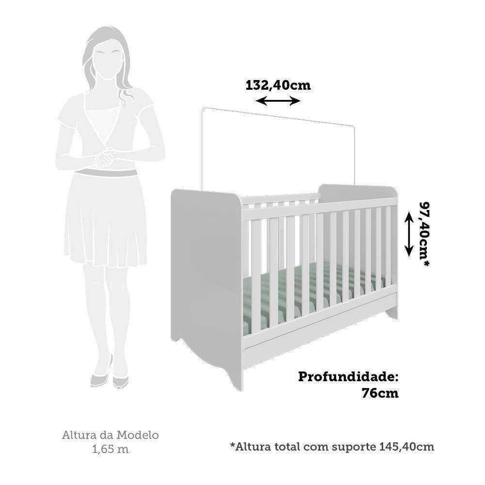 Berço Americano Ben 3 Em 1 Branco Brilho Com Colchão Supreme - Móveis Peroba - 5