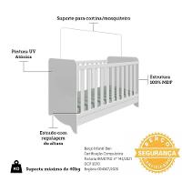 Berço Americano Ben 3 Em 1 Branco Brilho Com Colchão Supreme - Móveis Peroba - 3