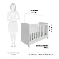 Berço Americano Ben 3 Em 1 Branco Brilho Com Colchão Supreme - Móveis Peroba - 5
