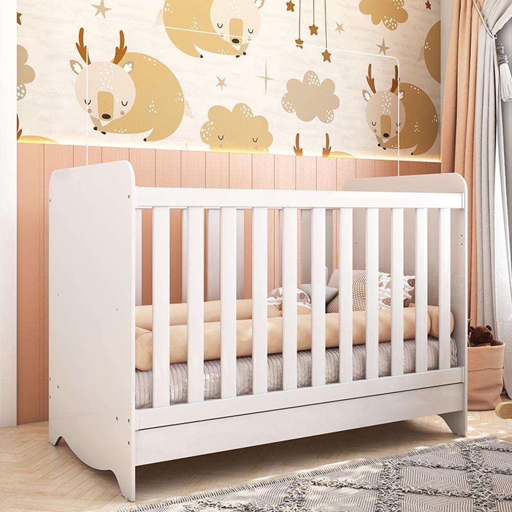 Berço Americano Ben 3 Em 1 Branco Brilho Com Colchão Baby Physical - Móveis Peroba - 2